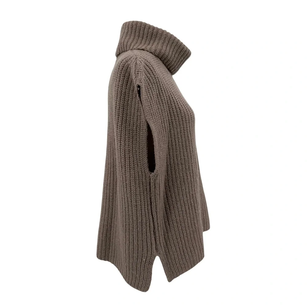 Splendid‎ x Cella Jane Blog Taupe Ribbed Knit Turtleneck Sleeveless Sweater Vest